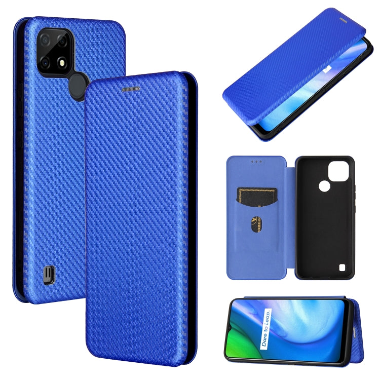 For Realme C21 Carbon Fiber Texture Horizontal Flip TPU + PC + PU Leather Case with Card Slot(Blue) - Realme Cases by buy2fix | Online Shopping UK | buy2fix