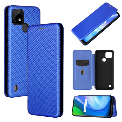 For Realme C21 Carbon Fiber Texture Horizontal Flip TPU + PC + PU Leather Case with Card Slot(Blue) - Realme Cases by buy2fix | Online Shopping UK | buy2fix