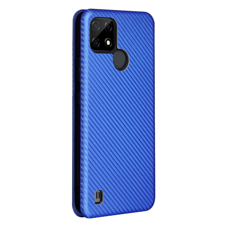 For Realme C21 Carbon Fiber Texture Horizontal Flip TPU + PC + PU Leather Case with Card Slot(Blue) - Realme Cases by buy2fix | Online Shopping UK | buy2fix