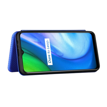For Realme C21 Carbon Fiber Texture Horizontal Flip TPU + PC + PU Leather Case with Card Slot(Blue) - Realme Cases by buy2fix | Online Shopping UK | buy2fix