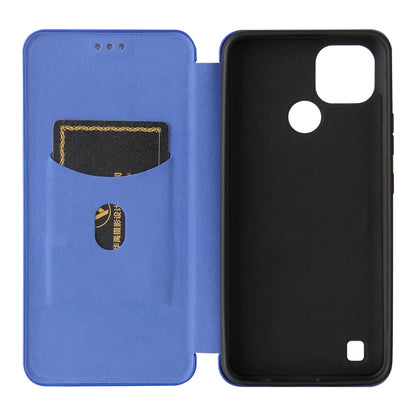 For Realme C21 Carbon Fiber Texture Horizontal Flip TPU + PC + PU Leather Case with Card Slot(Blue) - Realme Cases by buy2fix | Online Shopping UK | buy2fix