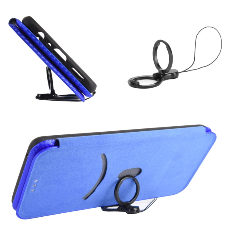 For Realme C21 Carbon Fiber Texture Horizontal Flip TPU + PC + PU Leather Case with Card Slot(Blue) - Realme Cases by buy2fix | Online Shopping UK | buy2fix