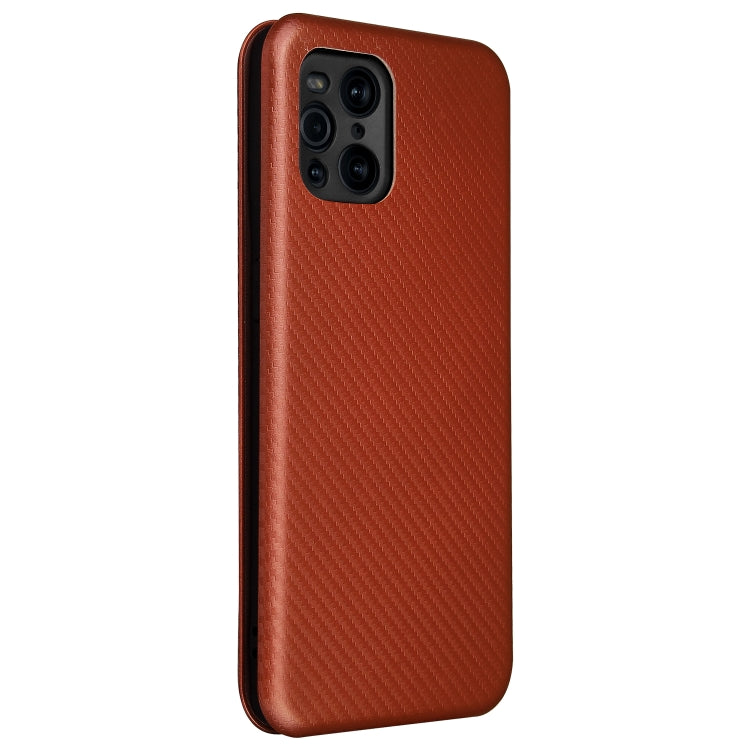 For Oppo Find X3 / X3 Pro Carbon Fiber Texture Horizontal Flip TPU + PC + PU Leather Case with Card Slot(Brown) by buy2fix