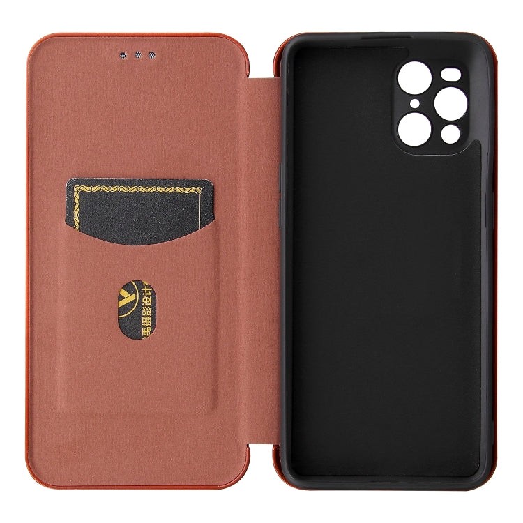 For Oppo Find X3 / X3 Pro Carbon Fiber Texture Horizontal Flip TPU + PC + PU Leather Case with Card Slot(Brown) by buy2fix
