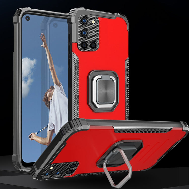 For Samsung Galaxy A52 4G / 5G Fierce Warrior Series Armor All-inclusive Shockproof Aluminum Alloy + TPU Protective Case with Ring Holder(Red) by buy2fix