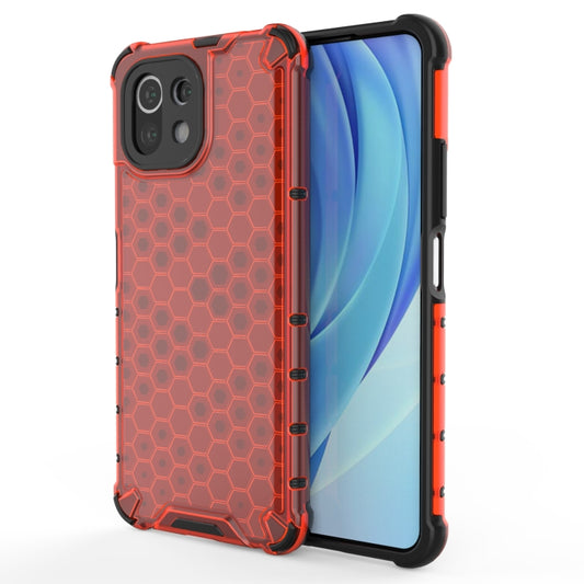 For Xiaomi Mi 11 Lite Shockproof Honeycomb PC + TPU Protective Case(Red) - Xiaomi Cases by buy2fix | Online Shopping UK | buy2fix