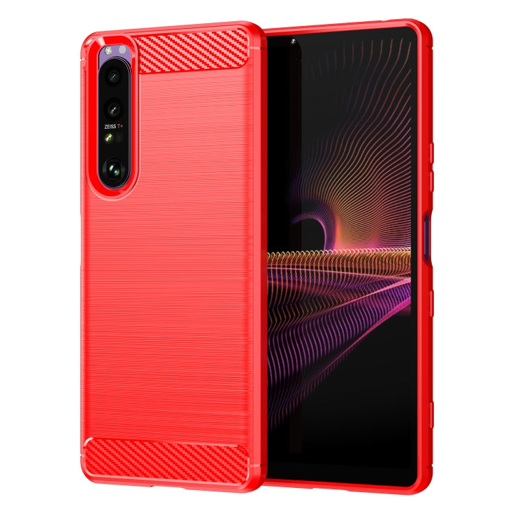 For Sony Xperia 1 III Brushed Texture Carbon Fiber TPU Case(Red) by buy2fix