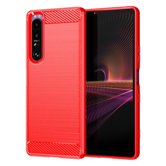 For Sony Xperia 1 III Brushed Texture Carbon Fiber TPU Case(Red) by buy2fix