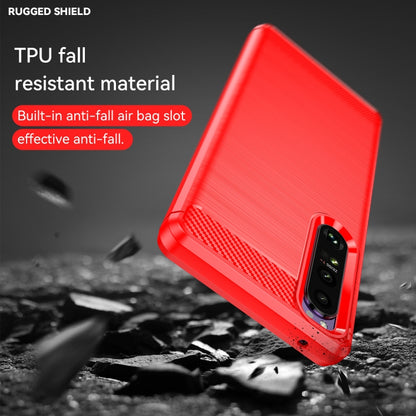 For Sony Xperia 1 III Brushed Texture Carbon Fiber TPU Case(Red) by buy2fix