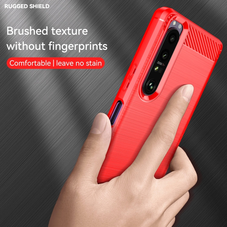 For Sony Xperia 1 III Brushed Texture Carbon Fiber TPU Case(Red) by buy2fix