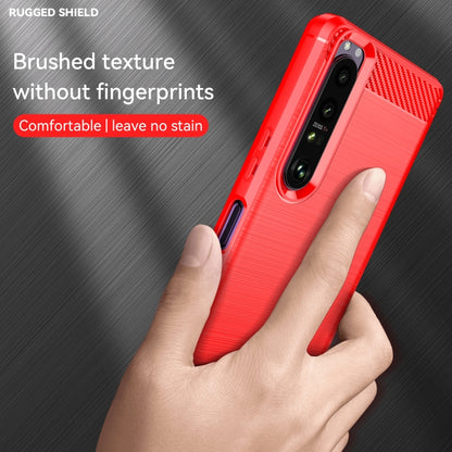 For Sony Xperia 1 III Brushed Texture Carbon Fiber TPU Case(Red) by buy2fix