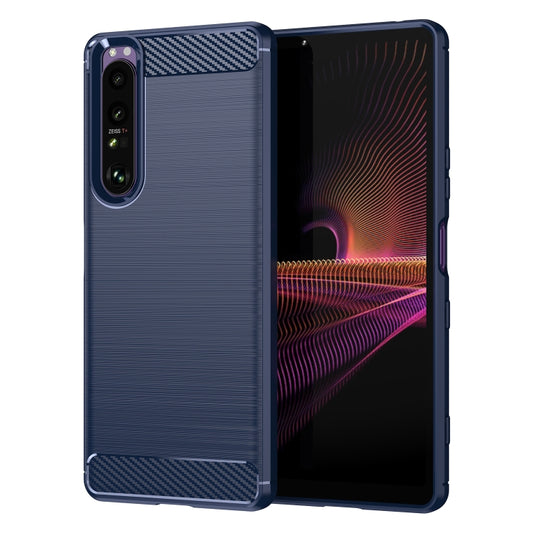 For Sony Xperia 1 III Brushed Texture Carbon Fiber TPU Case(Navy Blue) by buy2fix