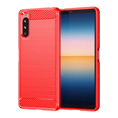For Sony Xperia 10 III Brushed Texture Carbon Fiber TPU Case(Red) by buy2fix