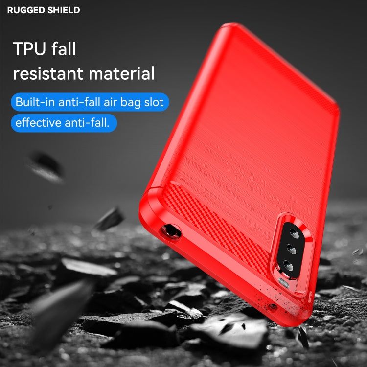 For Sony Xperia 10 III Brushed Texture Carbon Fiber TPU Case(Red) by buy2fix