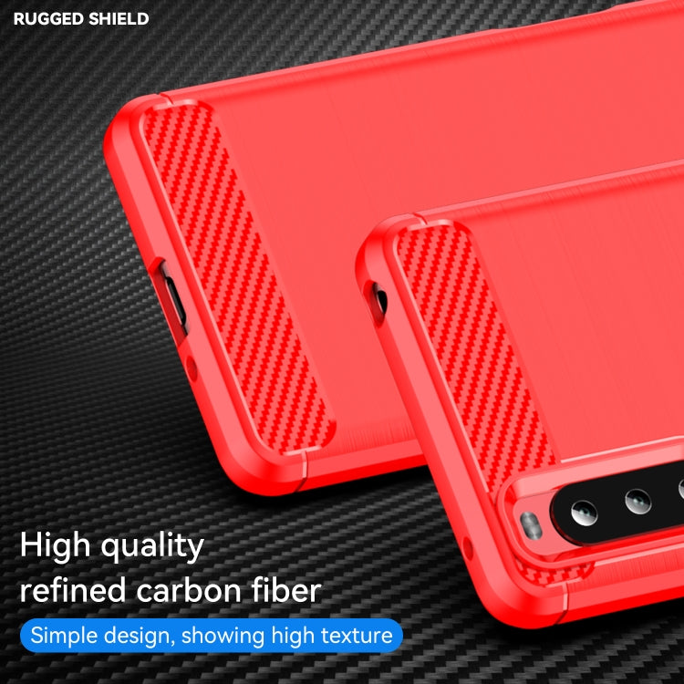 For Sony Xperia 10 III Brushed Texture Carbon Fiber TPU Case(Red) by buy2fix