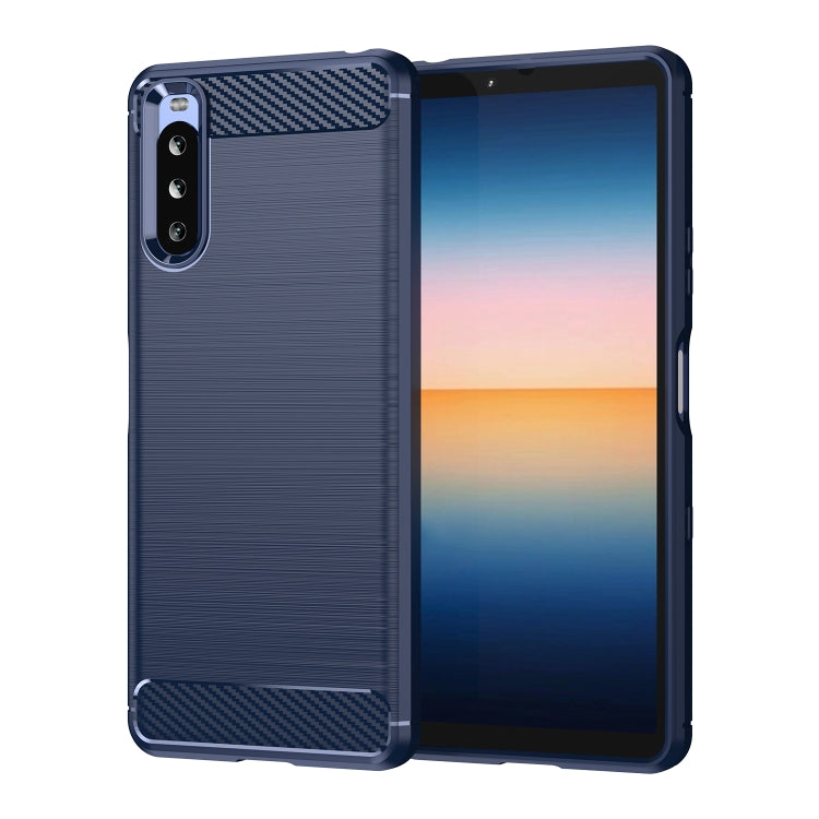 For Sony Xperia 10 III Brushed Texture Carbon Fiber TPU Case(Navy Blue) by buy2fix