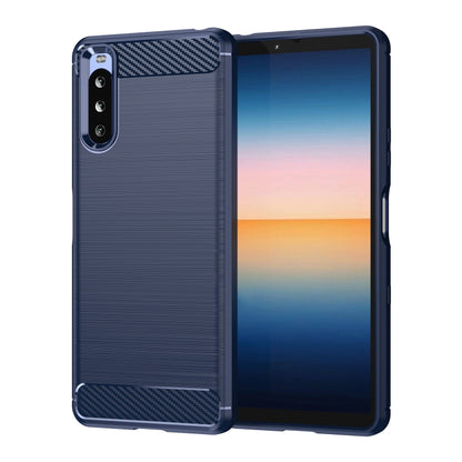 For Sony Xperia 10 III Brushed Texture Carbon Fiber TPU Case(Navy Blue) by buy2fix