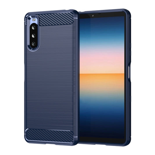 For Sony Xperia 10 III Brushed Texture Carbon Fiber TPU Case(Navy Blue) by buy2fix