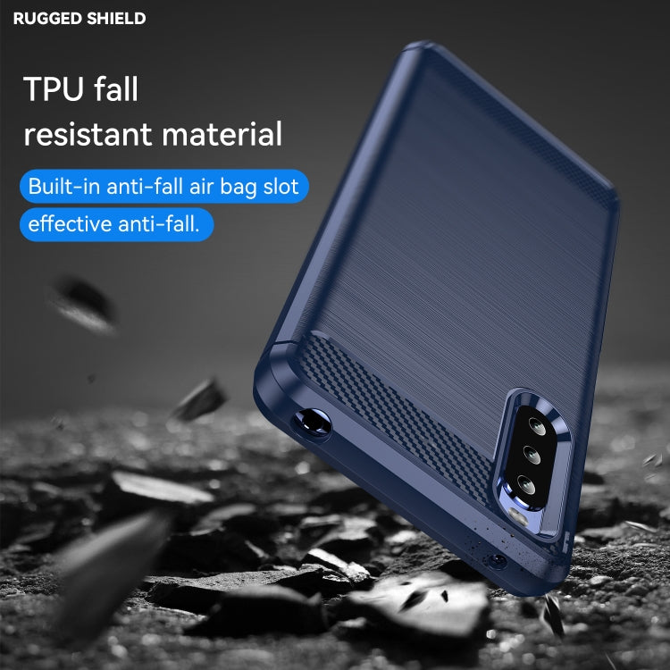 For Sony Xperia 10 III Brushed Texture Carbon Fiber TPU Case(Navy Blue) by buy2fix