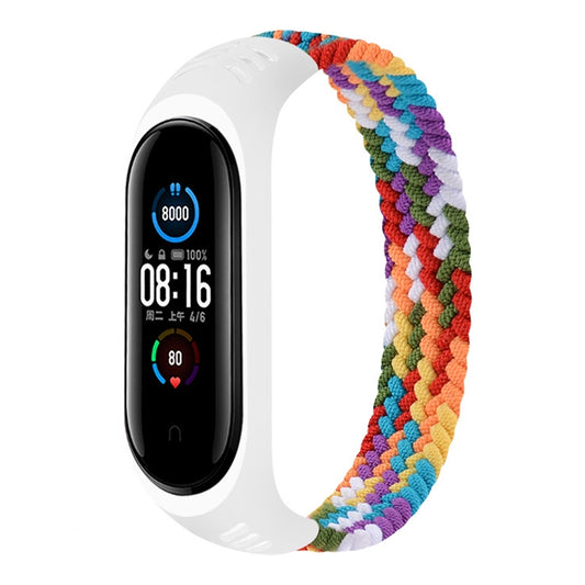 For Xiaomi Mi Band 6 / 5 / 4 / 3 Universal Nylon Elasticity Weave Watch Band, Size:M 160mm(Rainbow) - Watch Bands by buy2fix | Online Shopping UK | buy2fix