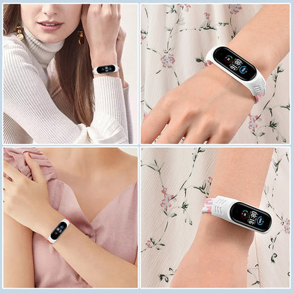 For Xiaomi Mi Band 6 / 5 / 4 / 3 Universal Nylon Elasticity Weave Watch Band, Size:M 160mm(Pink White) - Watch Bands by buy2fix | Online Shopping UK | buy2fix
