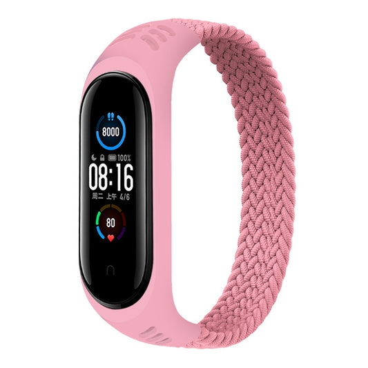 For Xiaomi Mi Band 6 / 5 / 4 / 3 Universal Nylon Elasticity Weave Watch Band, Size:M 160mm(Pink) - Watch Bands by buy2fix | Online Shopping UK | buy2fix