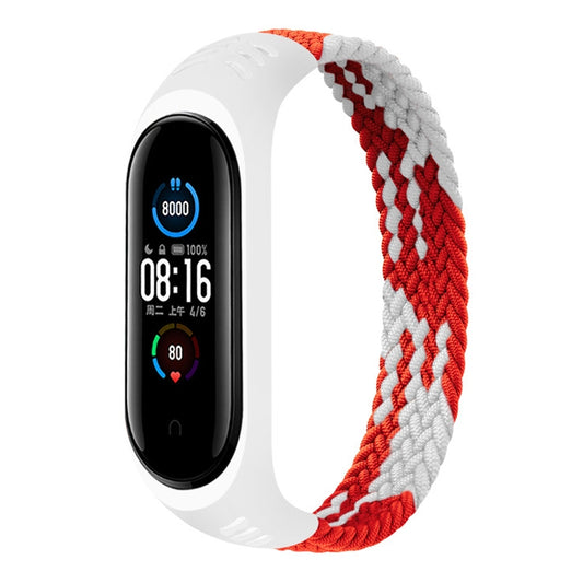 For Xiaomi Mi Band 6 / 5 / 4 / 3 Universal Nylon Elasticity Weave Watch Band, Size:M 160mm(Red White) - Watch Bands by buy2fix | Online Shopping UK | buy2fix