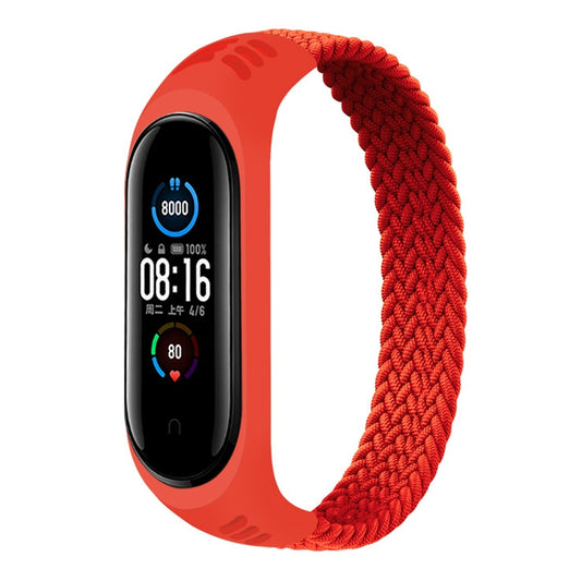 For Xiaomi Mi Band 6 / 5 / 4 / 3 Universal Nylon Elasticity Weave Watch Band, Size:M 160mm(Red) - Watch Bands by buy2fix | Online Shopping UK | buy2fix