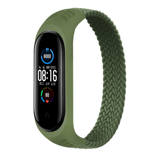For Xiaomi Mi Band 6 / 5 / 4 / 3 Universal Nylon Elasticity Weave Watch Band, Size:M 160mm(Green) - Watch Bands by buy2fix | Online Shopping UK | buy2fix