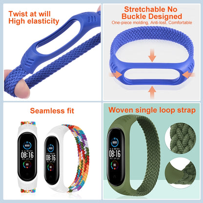 For Xiaomi Mi Band 6 / 5 / 4 / 3 Universal Nylon Elasticity Weave Watch Band, Size:L 170mm(Red) - Watch Bands by buy2fix | Online Shopping UK | buy2fix