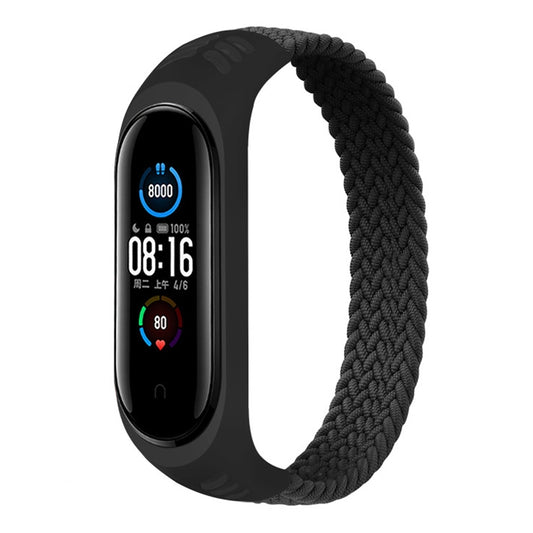 For Xiaomi Mi Band 6 / 5 / 4 / 3 Universal Nylon Elasticity Weave Watch Band, Size:XL 180mm(Black) - Watch Bands by buy2fix | Online Shopping UK | buy2fix