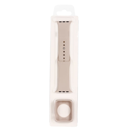 Silicone Watch Band + Watch Protective Case Set For Apple Watch Series 7 41mm  (Pink) - Watch Cases by buy2fix | Online Shopping UK | buy2fix