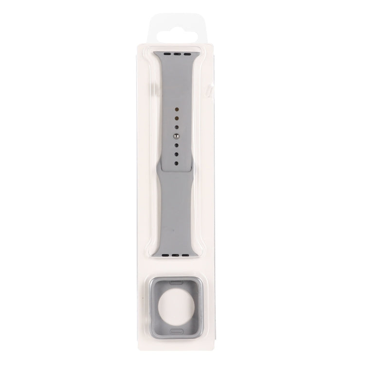 Silicone Watch Band + Watch Protective Case Set For Apple Watch Series 7 41mm  (Grey) - Watch Cases by buy2fix | Online Shopping UK | buy2fix