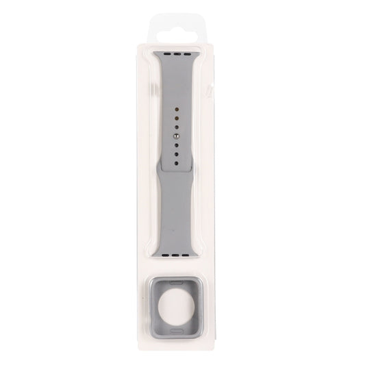 Silicone Watch Band + Watch Protective Case Set For Apple Watch Series 7 41mm  (Grey) - Watch Cases by buy2fix | Online Shopping UK | buy2fix