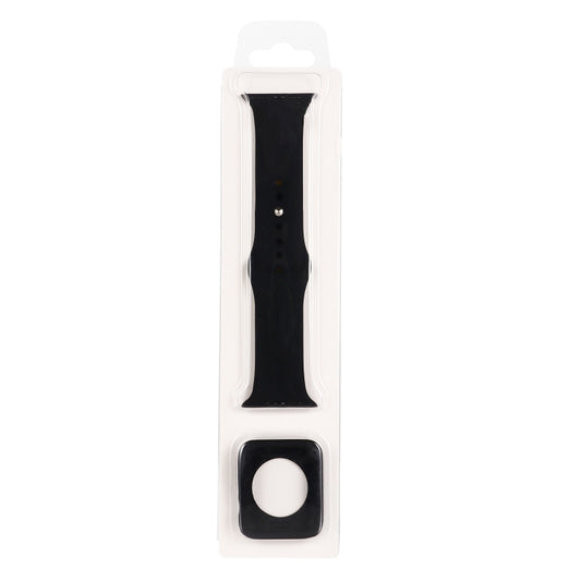 Silicone Watch Band + Watch Protective Case Set For Apple Watch Series 7 41mm  (Black) - Watch Cases by buy2fix | Online Shopping UK | buy2fix
