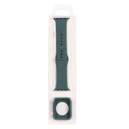 Silicone Watch Band + Watch Protective Case Set For Apple Watch Series 7 45mm (Pine Needle Green) - Watch Cases by buy2fix | Online Shopping UK | buy2fix