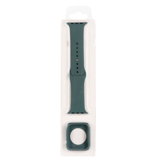 Silicone Watch Band + Watch Protective Case Set For Apple Watch Series 7 45mm (Pine Needle Green) - Watch Cases by buy2fix | Online Shopping UK | buy2fix