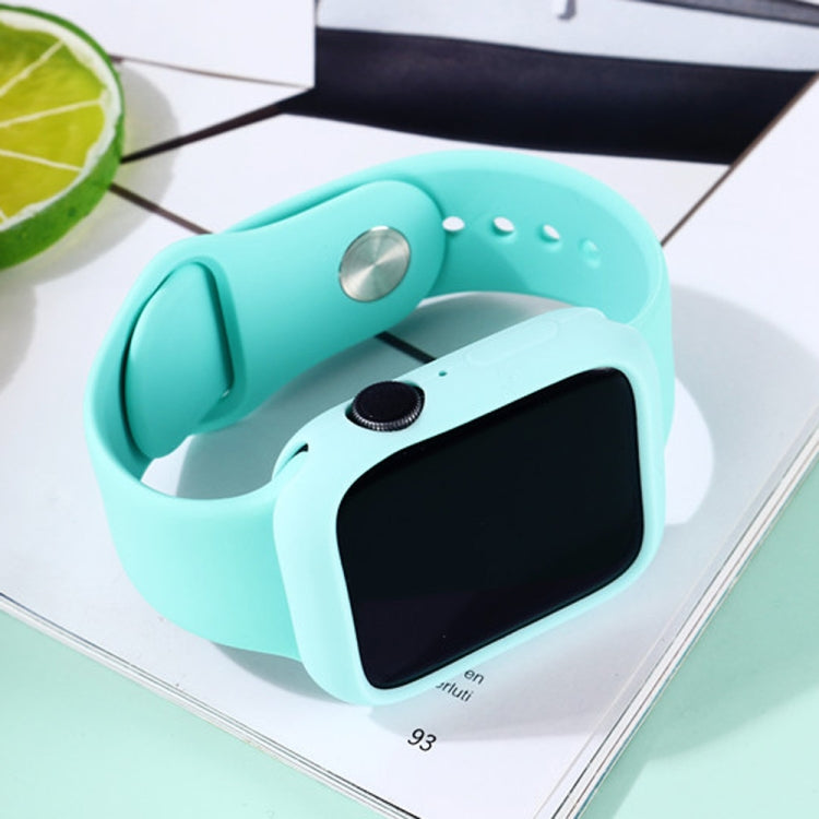 Silicone Watch Band + Watch Protective Case Set For Apple Watch Series 7 45mm (Light Blue) - Watch Cases by buy2fix | Online Shopping UK | buy2fix