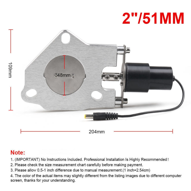 Universal Car Stainless Steel Racing Electric Exhaust Cutout Valves Control Motor, Size:2.25 inch - Exhaust Pipes by buy2fix | Online Shopping UK | buy2fix