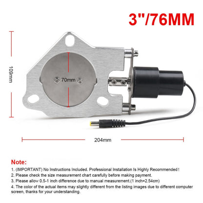 Universal Car Stainless Steel Racing Electric Exhaust Cutout Valves Control Motor, Size:3 inch - Exhaust Pipes by buy2fix | Online Shopping UK | buy2fix