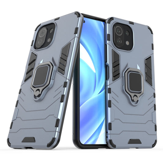 For Xiaomi Mi 11 Lite Shockproof PC + TPU Protective Case with Magnetic Ring Holder(Navy Blue) - Xiaomi Cases by buy2fix | Online Shopping UK | buy2fix