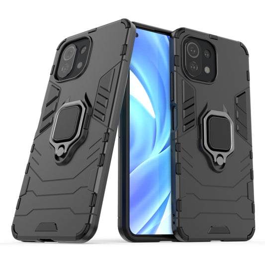 For Xiaomi Mi 11 Lite Shockproof PC + TPU Protective Case with Magnetic Ring Holder(Black) - Xiaomi Cases by buy2fix | Online Shopping UK | buy2fix