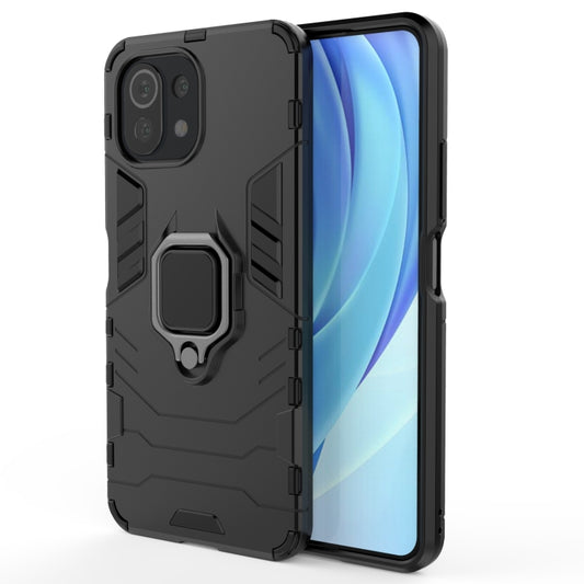 For Xiaomi Mi 11 Lite Shockproof PC + TPU Protective Case with Magnetic Ring Holder(Black) - Xiaomi Cases by buy2fix | Online Shopping UK | buy2fix