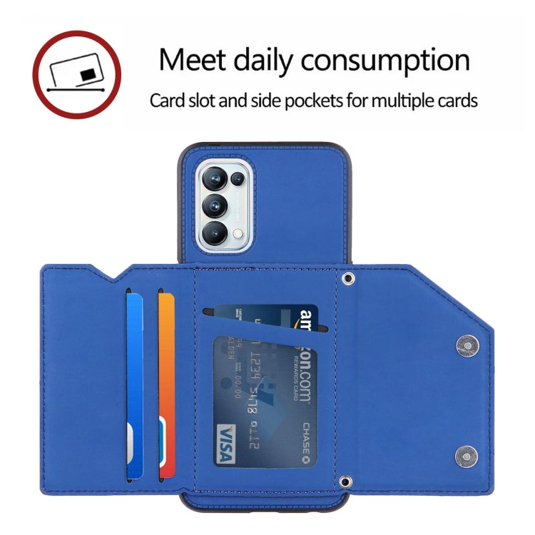 For OPPO A93 5G Skin Feel PU + TPU + PC Back Cover Shockproof Case with Card Slots & Holder & Photo Frame(Blue) by buy2fix