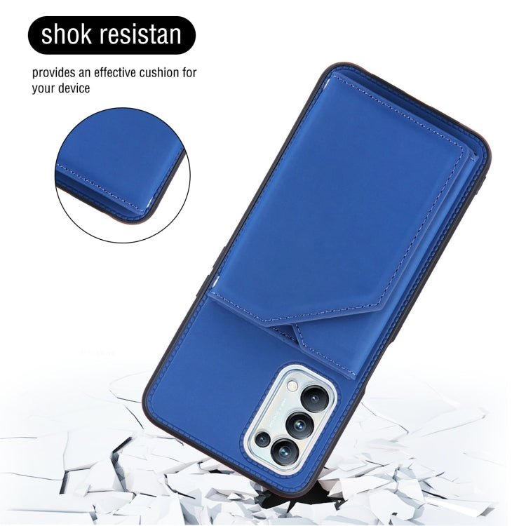 For OPPO A93 5G Skin Feel PU + TPU + PC Back Cover Shockproof Case with Card Slots & Holder & Photo Frame(Blue) by buy2fix