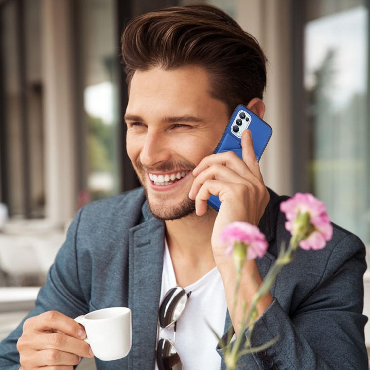 For OPPO A93 5G Skin Feel PU + TPU + PC Back Cover Shockproof Case with Card Slots & Holder & Photo Frame(Blue) by buy2fix