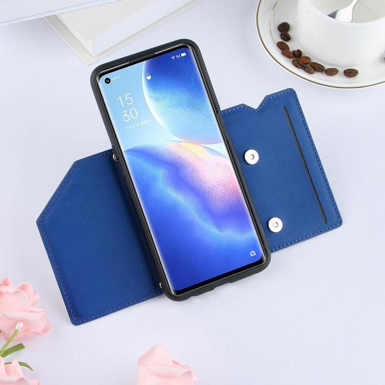 For OPPO A93 5G Skin Feel PU + TPU + PC Back Cover Shockproof Case with Card Slots & Holder & Photo Frame(Blue) by buy2fix