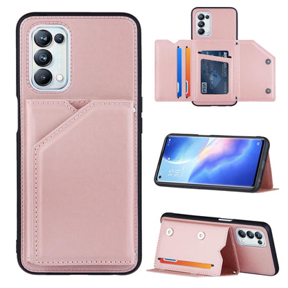 For OPPO A93 5G Skin Feel PU + TPU + PC Back Cover Shockproof Case with Card Slots & Holder & Photo Frame(Rose Gold) by buy2fix