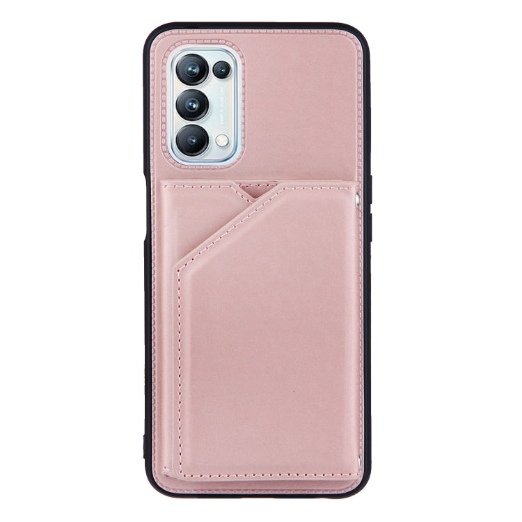 For OPPO A93 5G Skin Feel PU + TPU + PC Back Cover Shockproof Case with Card Slots & Holder & Photo Frame(Rose Gold) by buy2fix