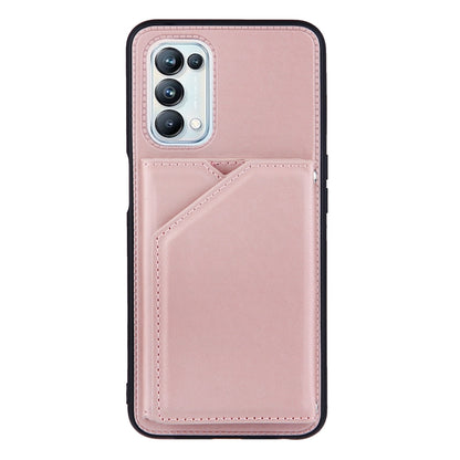 For OPPO A93 5G Skin Feel PU + TPU + PC Back Cover Shockproof Case with Card Slots & Holder & Photo Frame(Rose Gold) by buy2fix